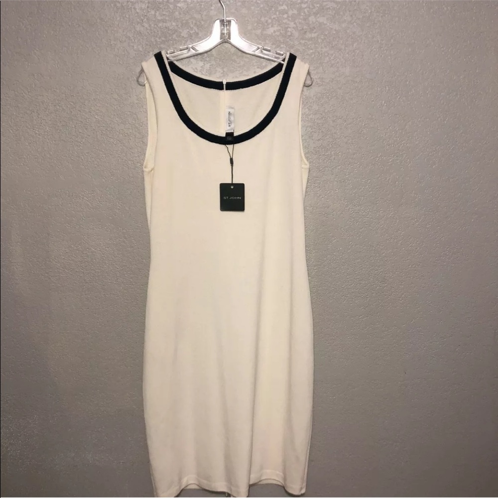 ST. JOHN Knit Sleeveless Dress cream 14 $1,295 92I